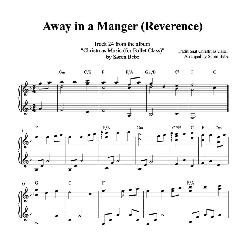 Away in a Manger | Piano Christmas Sheet Music (PDF)