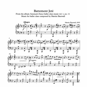 battement jete sheet music for ballet class by martin akerwall