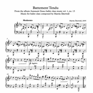 battement tendu sheet music for ballet class by martin akerwall