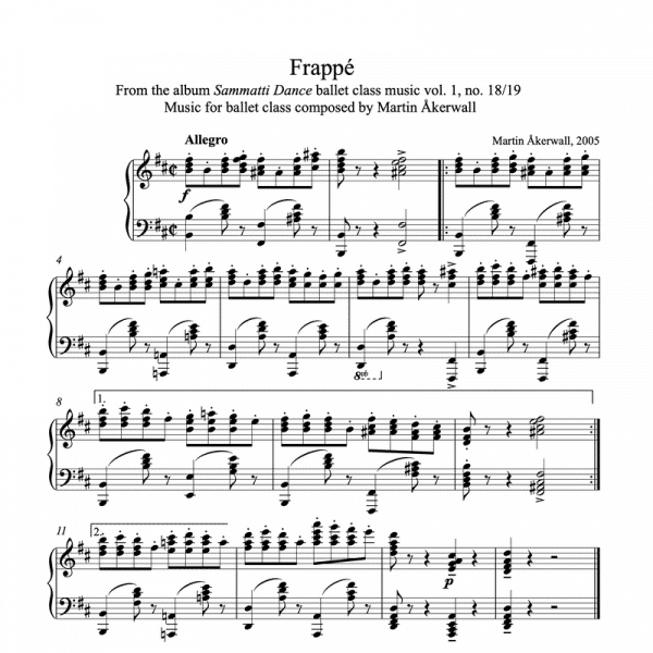 frappe sheet music for ballet class by martin akerwall