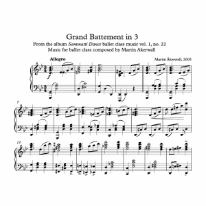 grand battement in 3 sheet music for ballet class by martin akerwall