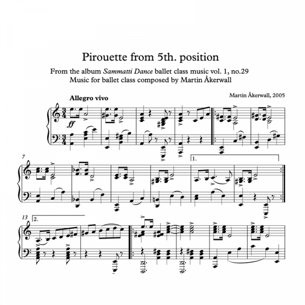 pirouette ballet class sheet music pdf