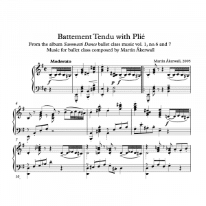 battement tendu with pli sheet music for ballet class by martin akerwall