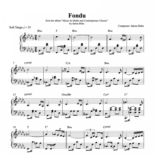 fondu ballet class sheet music pdf download