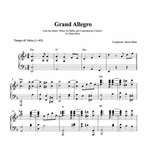 ballet class piano sheet music for a grand allegro by søren bebe
