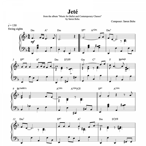 ballet class jeté piano sheet music pdf