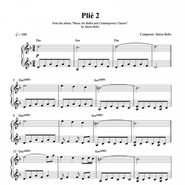 ballet class sheet music for plié