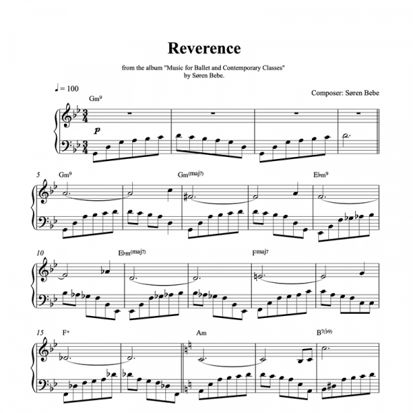 reverence ballet class sheet music pdf