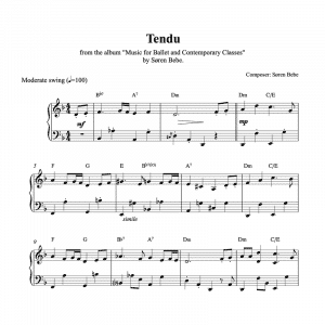 ballet class piano sheet music for a tendu exercise