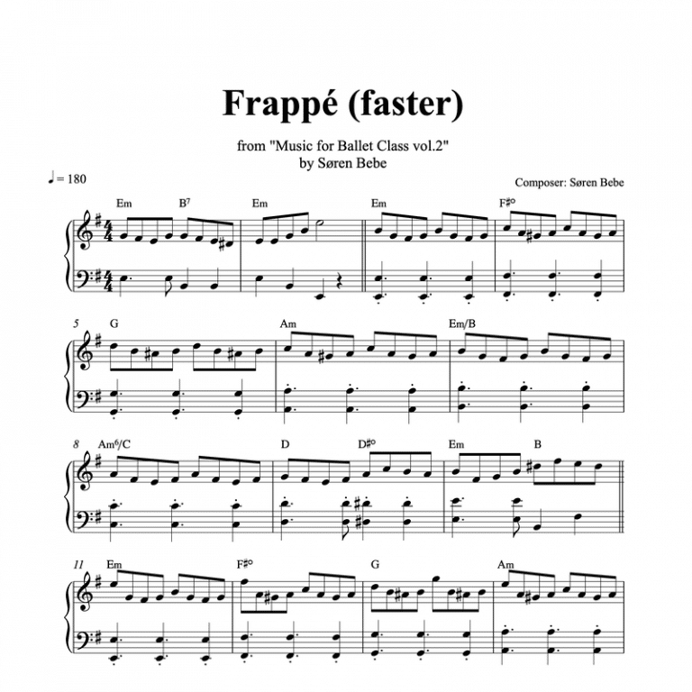 Frappé (faster) Piano Sheet Music (PDF) by Søren Bebe