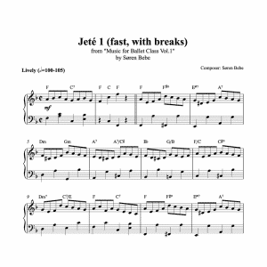 fast jeté with breaks piano sheet music for ballet class