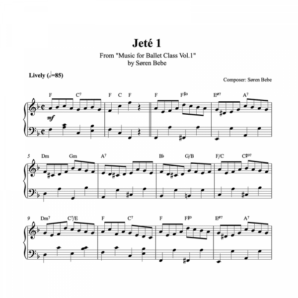jeté piano sheet music for ballet class