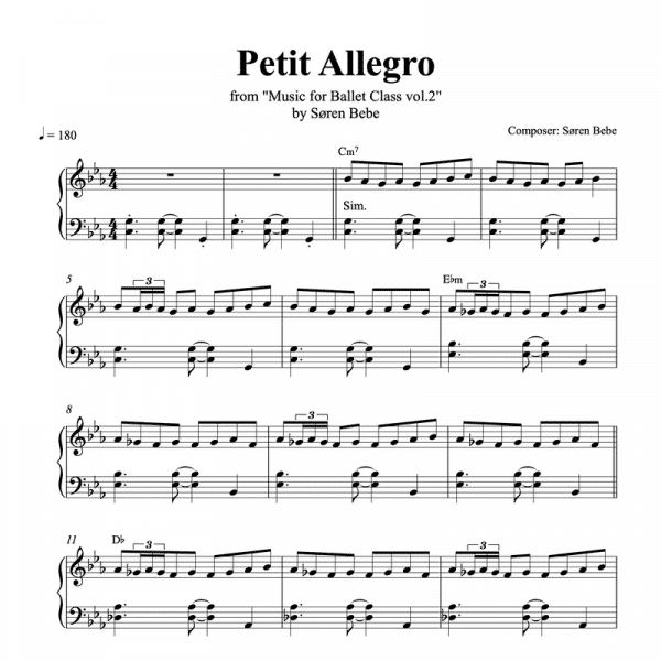 petit allegro piano sheet music for music for ballet class vol.2 by soren bebe