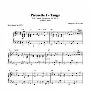 pirouette tango piano sheet music for ballet class from music for ballet class vol.2 by soren bebe