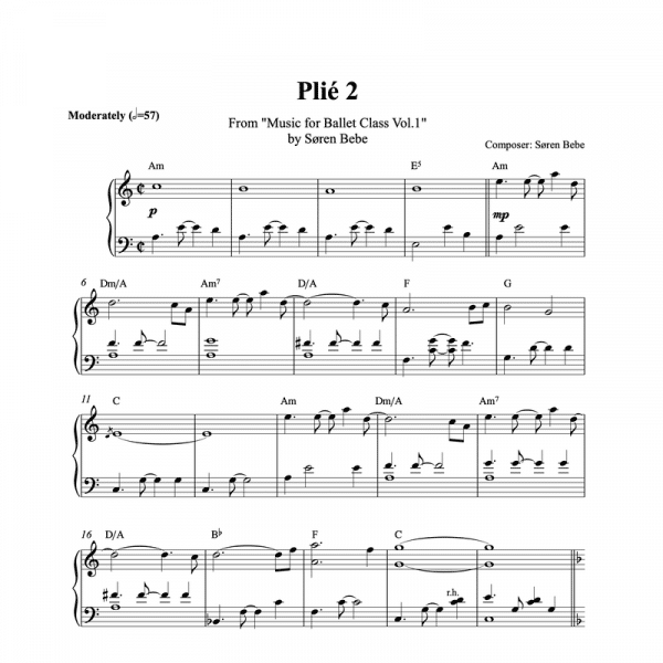 plié 2 piano sheet music for ballet class