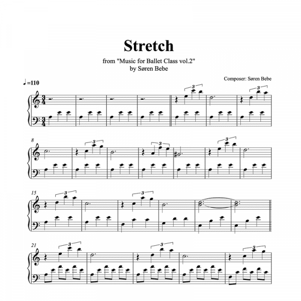 stretch piano sheet music for music for ballet class vol.2 by soren bebe