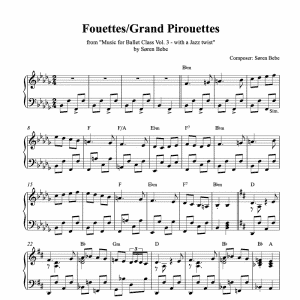 ballet class piano sheet music for fouettes or grand pirouettes