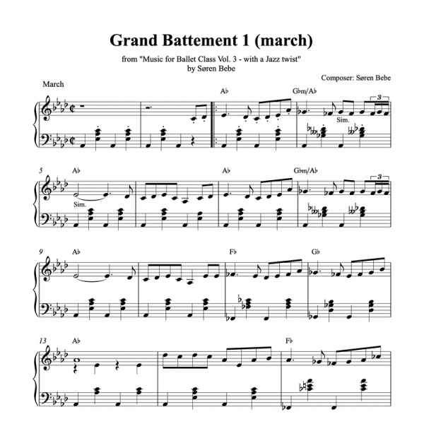 march piano sheet music for ballet class