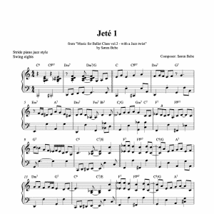 jeté 1 piano sheet music for music for ballet class vol.3 by soren bebe