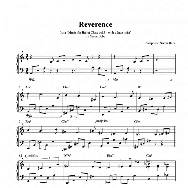 ballet class sheet music for a reverence exercise