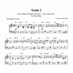 piano sheet music for a tendu ballet class exercise