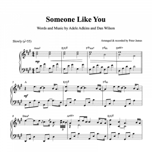 Piano sheet music for ballet class of adeles someone like you