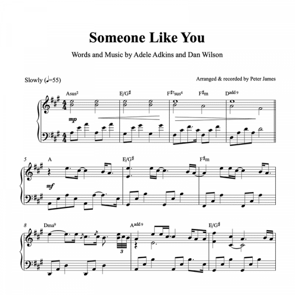 Piano sheet music for ballet class of adeles someone like you