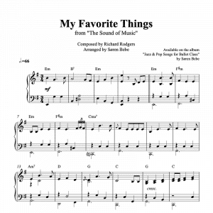 piano sheet music for my favorite things from the sound of music