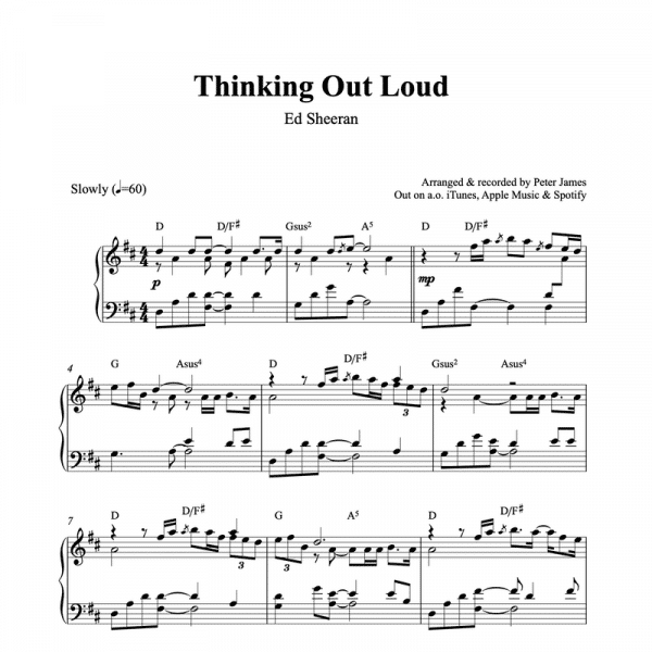 piano sheet music for thinking out loud by ed sheeran