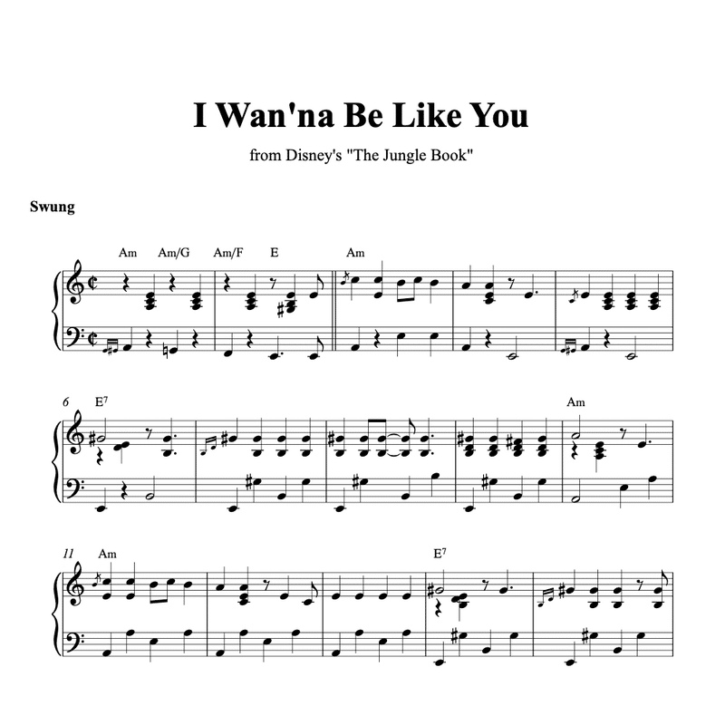 I Wan Na Be Like You Piano Sheet Music Pdf Music For Ballet Class