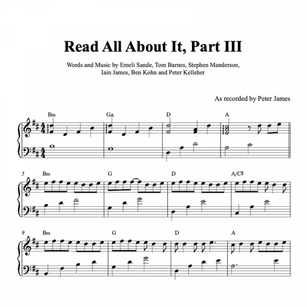 piano sheet music emeli sande read all about it