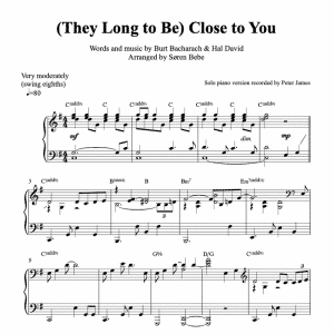 solo piano sheet music for they long to be close to you by the carpenters