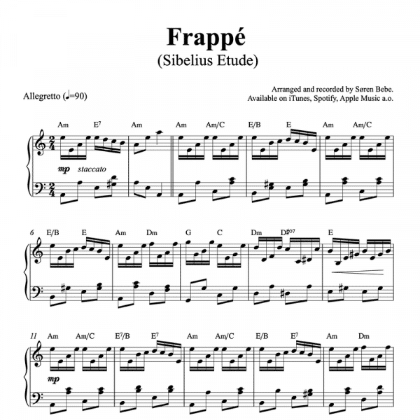 Sibelius etude op.76 piano sheet music for ballet class frappe exercise