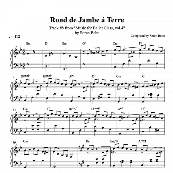ballet class score for rond de jambe a terre exercises