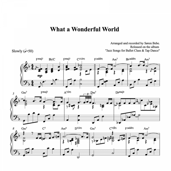 piano solo sheet music for the song what a wonderful world by louis armstrong