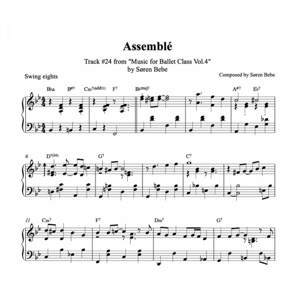 assemble piano sheet music for ballet class by søren bebe