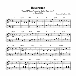 "Reverence" – Piano sheet music for ballet class - from "Music for Ballet Class, vol.4" by Søren Bebe (PDF)