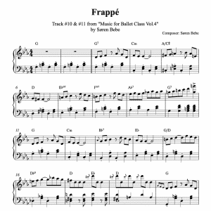 "Frappé” – Piano sheet music for ballet class - from "Music for Ballet Class, vol.4" by Søren Bebe (PDF)