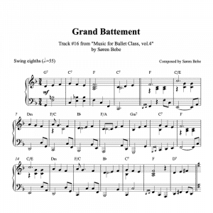 ballet class piano sheet music for grand battement waltz