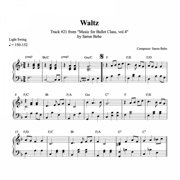 piano sheet music for ballet class waltz