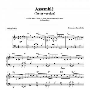 ballet class piano sheet music for a fast assemble in latin style