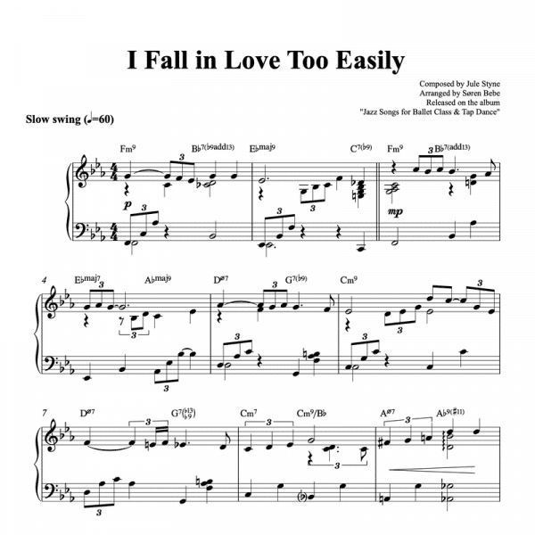 piano arrangement of i fall in love too easily by jule styne pdf sheet music