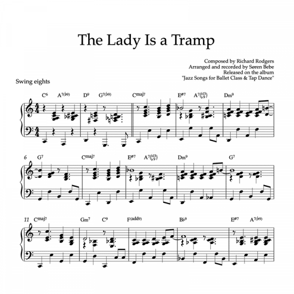 jazz piano sheet music for the song the lady is a tramp