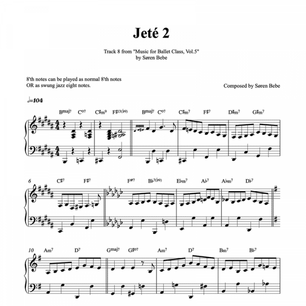 Jete 2 ballet class piano sheet music pdf