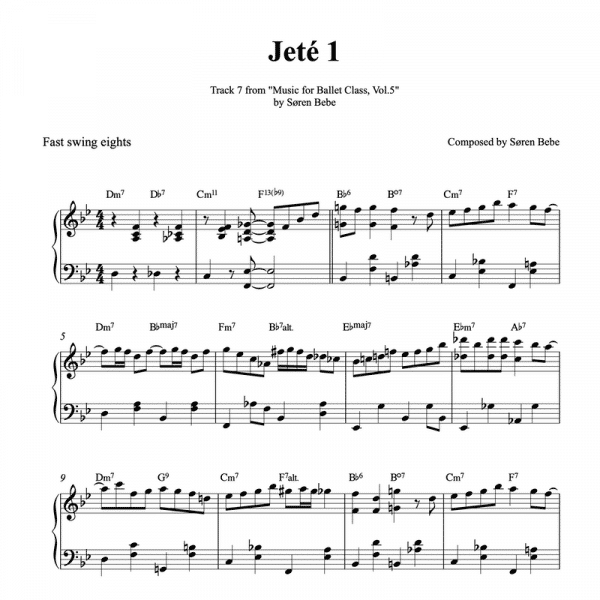 jete 1 piano sheet music for ballet class pdf