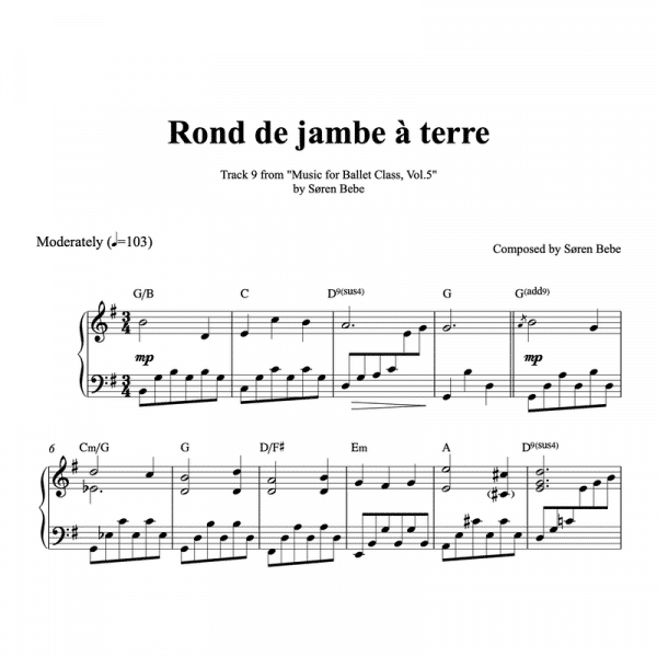 rond de jambe a terre piano sheet music for ballet class