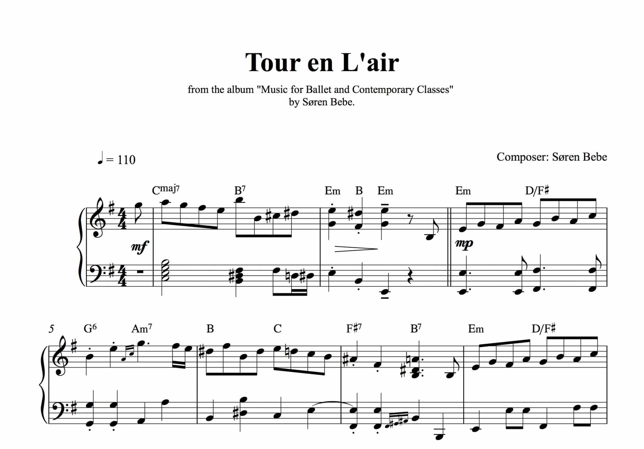 Complete Sheet Music for "Music for Ballet Class" by Søren Bebe (26 pieces/71 pages - PDF download) - Image 4