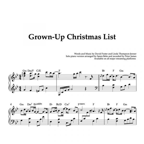 piano christmas sheet music for the song grown up christmas list