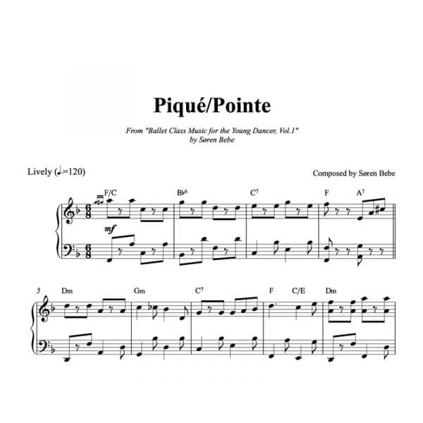 piano score for ballet class pique pointe exercise for kids