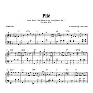 Plié piano sheet music for kids ballet class.